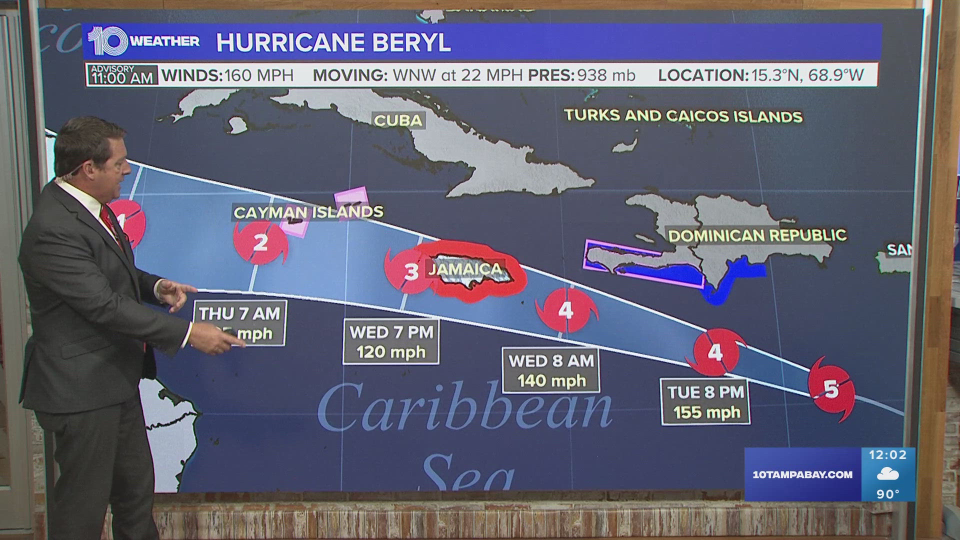 Cruise ships coming out of the Tampa port are also being impacted by Beryl.