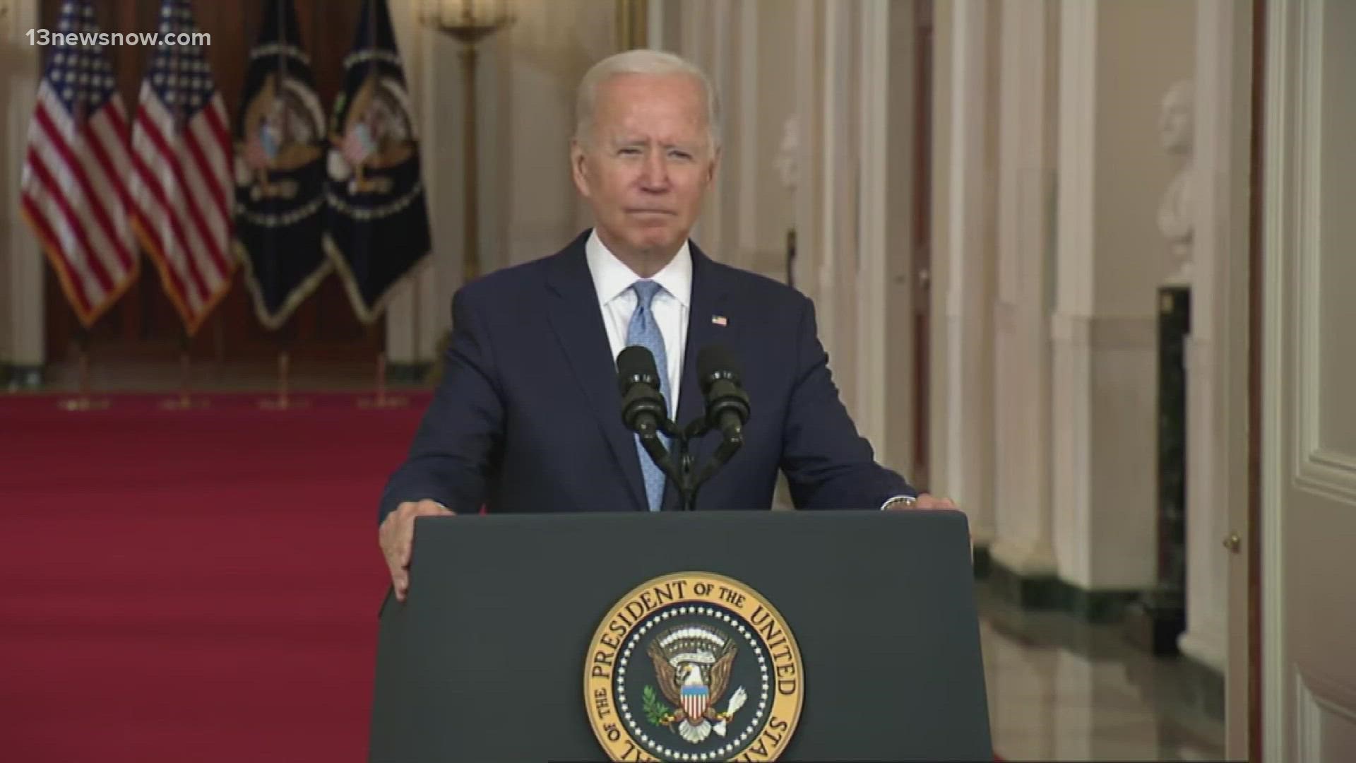President Biden spoke one day after the war in Afghanistan came to a close.