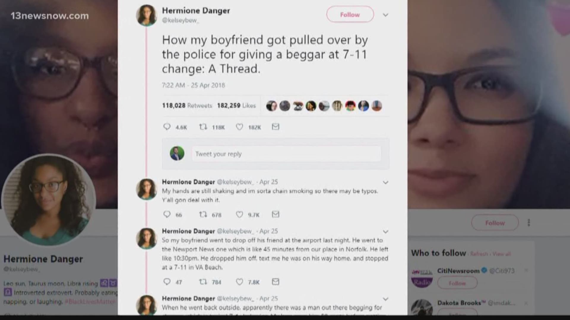 A social media story about an alleged traffic stop in Virginia Beach has gone viral, getting the attention of multiple law enforcement agencies.
