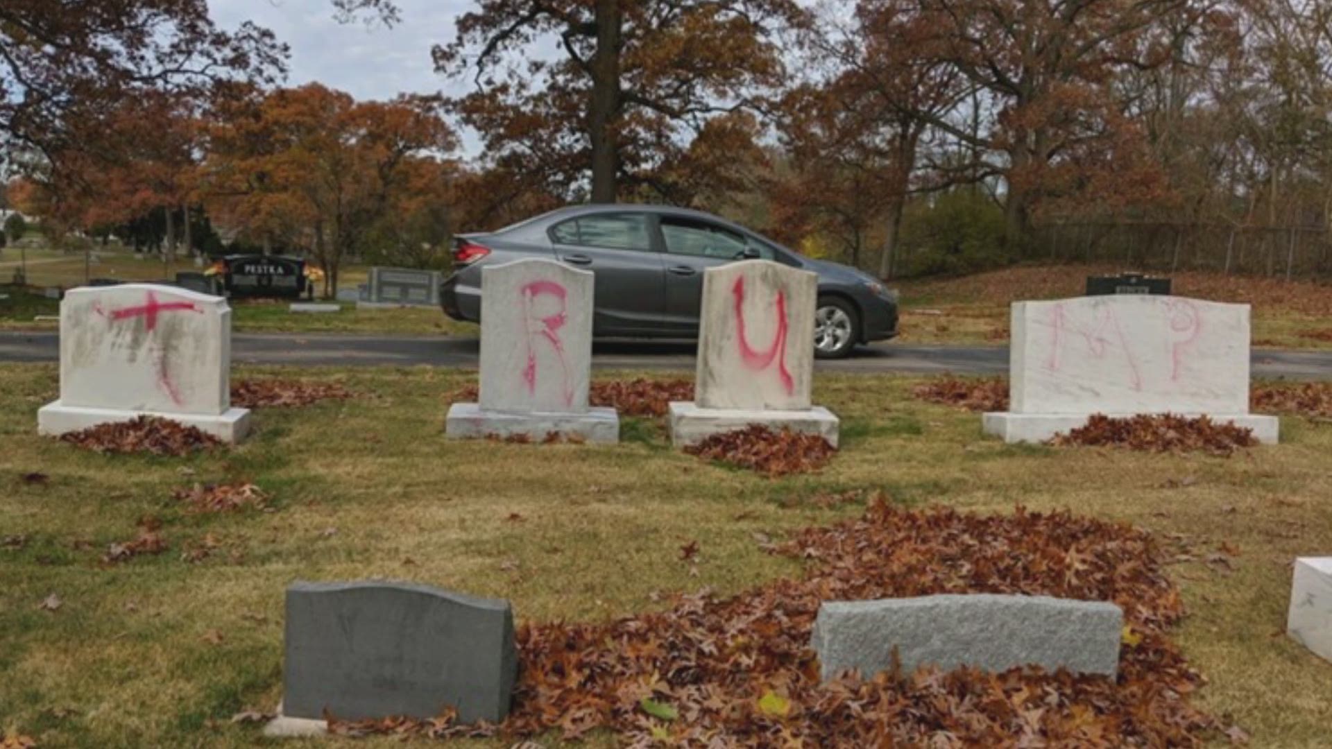 The night before the election, the Michigan Democratic Jewish Caucus said pro-Trump messages were painted on graves at a Grand Rapids cemetery.